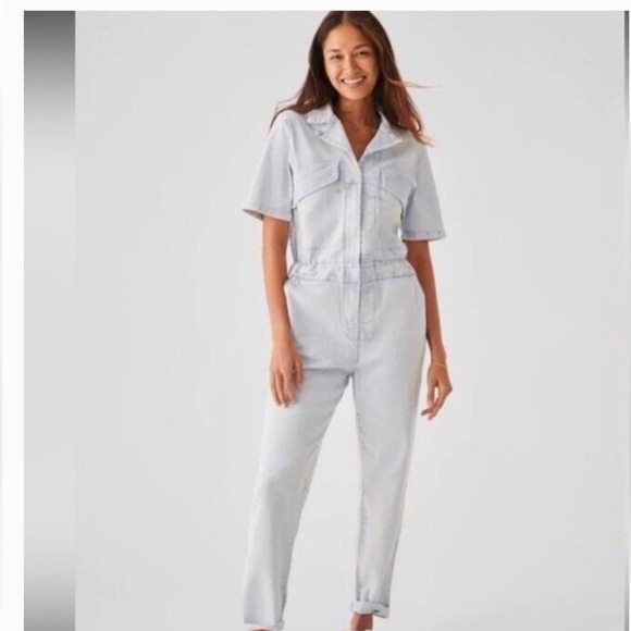 Faherty Blythe Organic Cotton Denim Jumpsuit small - Picture 2 of 8